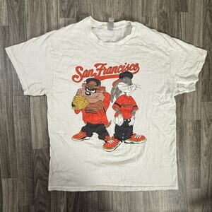 Looney Tunes San Francisco Cartoon Baseball Tee Gildan 100% Cotton